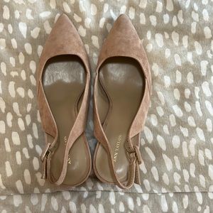 Ann Taylor Pieced Suede Block Heel Slingback Pump